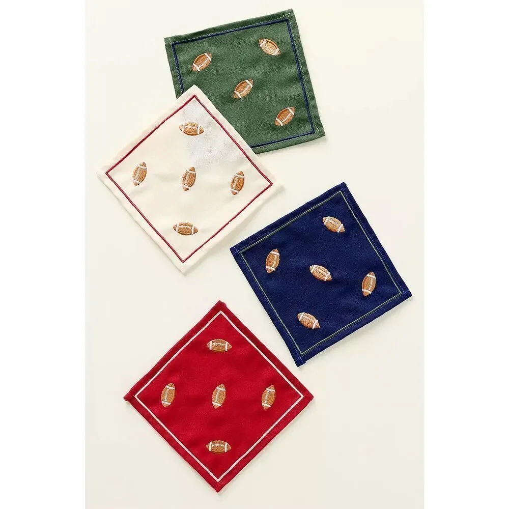 Anthropologie x Frasier Sterling Football Cocktail Napkins Set of 4 - NWT